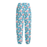 Cute Panda And Parachute Pattern Print Fleece Lined Knit Pants