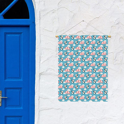 Cute Panda And Parachute Pattern Print Garden Flag