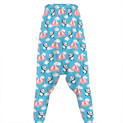 Cute Panda And Parachute Pattern Print Hammer Pants