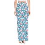 Cute Panda And Parachute Pattern Print High Slit Maxi Skirt