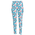 Cute Panda And Parachute Pattern Print High-Waisted Pocket Leggings