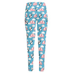 Cute Panda And Parachute Pattern Print High-Waisted Pocket Leggings