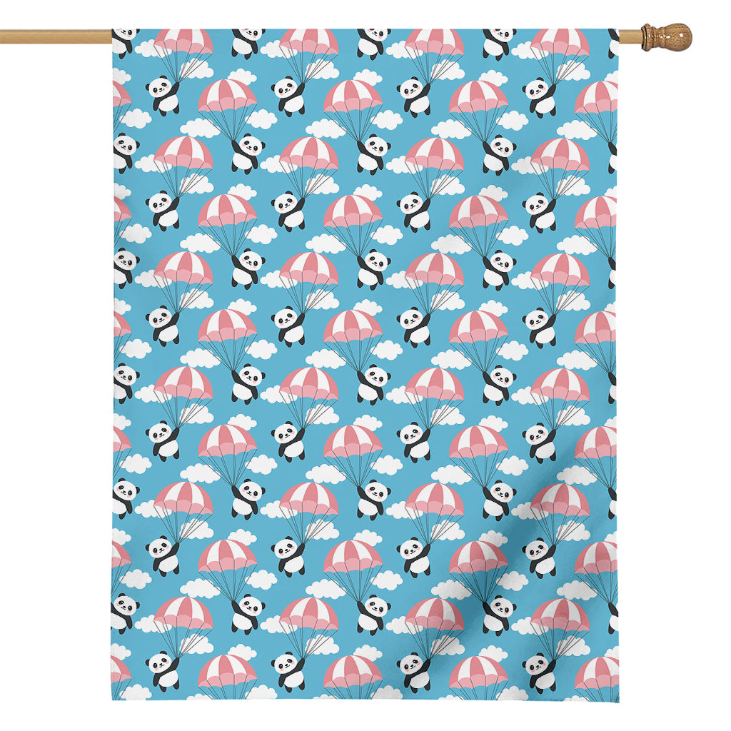 Cute Panda And Parachute Pattern Print House Flag