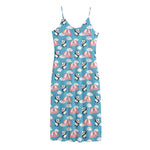 Cute Panda And Parachute Pattern Print Jersey Midi Cami Dress