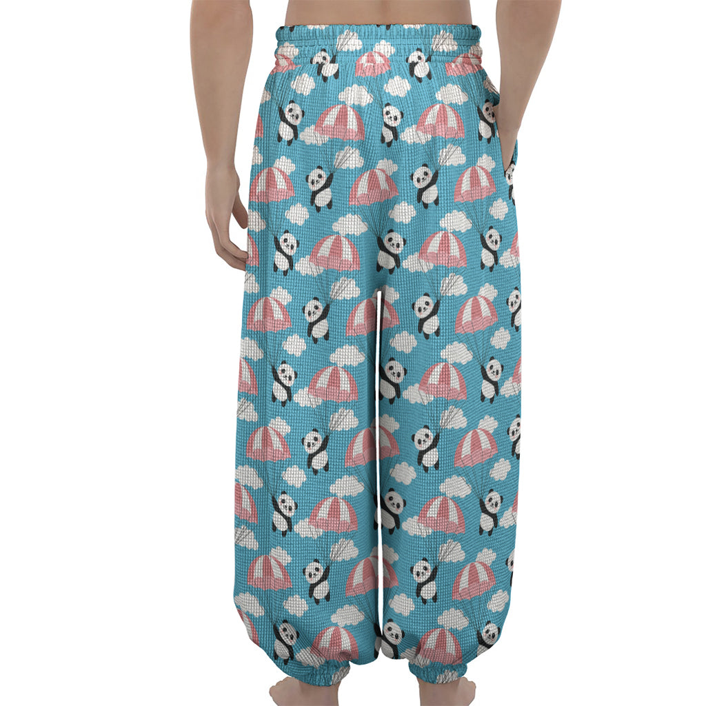 Cute Panda And Parachute Pattern Print Lantern Pants
