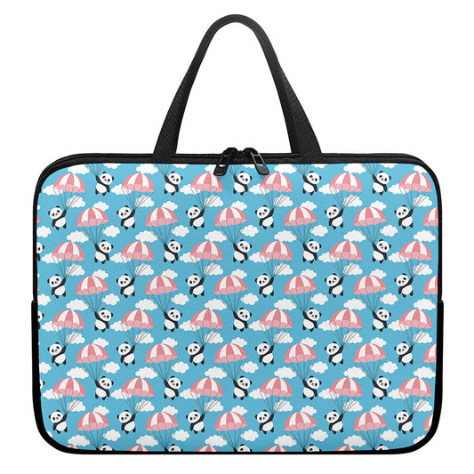 Cute Panda And Parachute Pattern Print Laptop Sleeve With Handle