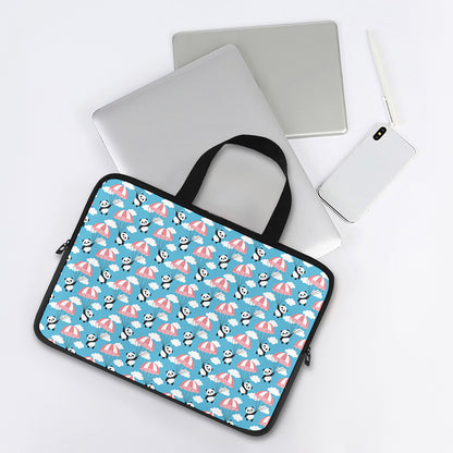 Cute Panda And Parachute Pattern Print Laptop Sleeve With Handle