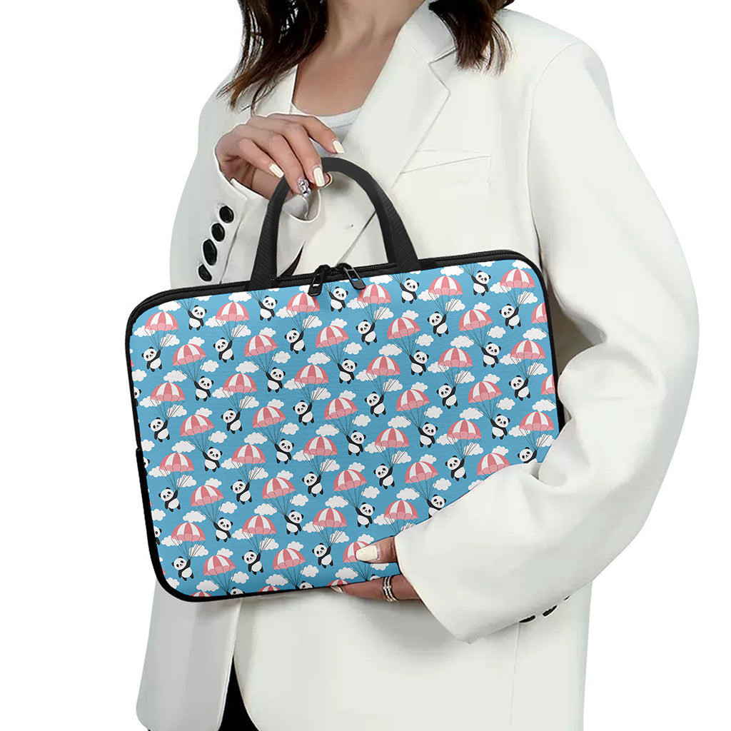 Cute Panda And Parachute Pattern Print Laptop Sleeve With Handle