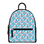 Cute Panda And Parachute Pattern Print Leather Backpack