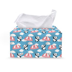 Cute Panda And Parachute Pattern Print Leather Tissue Box Cover