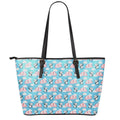 Cute Panda And Parachute Pattern Print Leather Tote Bag With Zipper