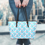 Cute Panda And Parachute Pattern Print Leather Tote Bag