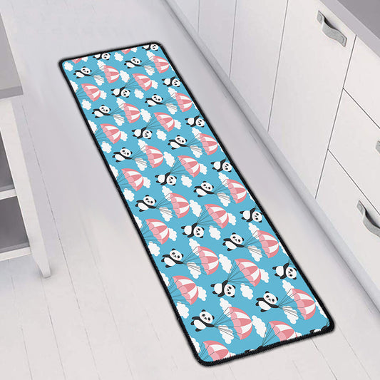 Cute Panda And Parachute Pattern Print Long Kitchen Mat