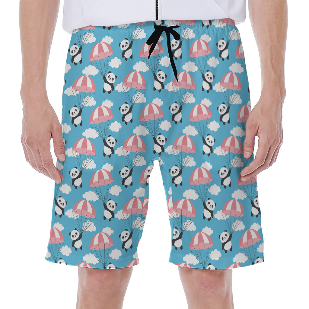 Cute Panda And Parachute Pattern Print Men's Beach Shorts