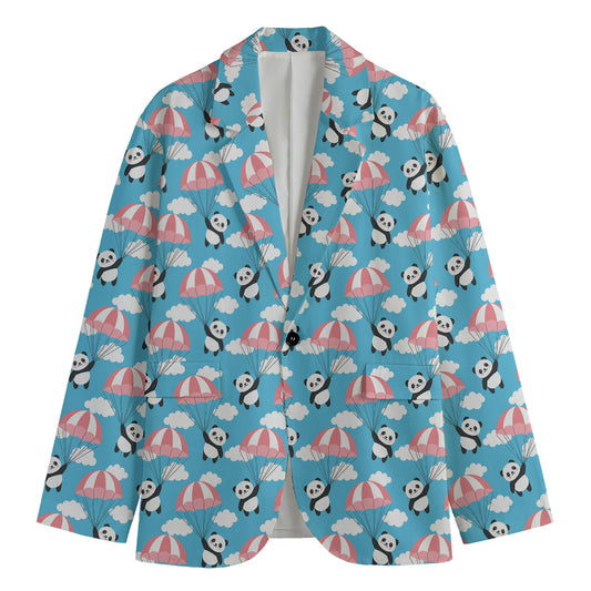 Cute Panda And Parachute Pattern Print Men's Blazer