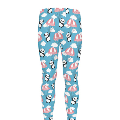Cute Panda And Parachute Pattern Print Men's leggings