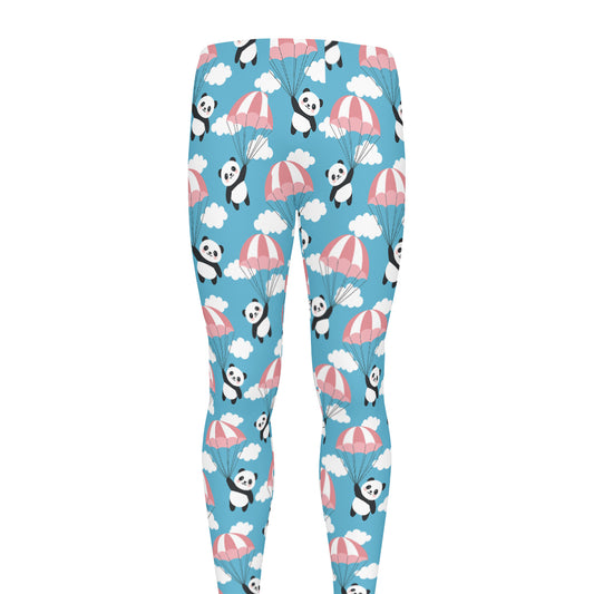 Cute Panda And Parachute Pattern Print Men's leggings