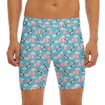 Cute Panda And Parachute Pattern Print Men's Long Boxer Briefs