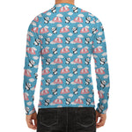 Cute Panda And Parachute Pattern Print Men's Long Sleeve Rash Guard
