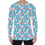 Cute Panda And Parachute Pattern Print Men's Long Sleeve T-Shirt