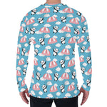 Cute Panda And Parachute Pattern Print Men's Long Sleeve T-Shirt