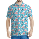 Cute Panda And Parachute Pattern Print Men's Polo Shirt