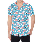 Cute Panda And Parachute Pattern Print Men's Shirt
