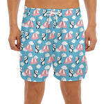 Cute Panda And Parachute Pattern Print Men's Split Running Shorts