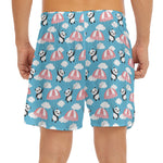 Cute Panda And Parachute Pattern Print Men's Split Running Shorts