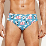 Cute Panda And Parachute Pattern Print Men's Swim Briefs