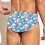 Cute Panda And Parachute Pattern Print Men's Swim Briefs