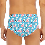 Cute Panda And Parachute Pattern Print Men's Triangle Swim Briefs