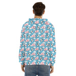 Cute Panda And Parachute Pattern Print Men's Velvet Pullover Hoodie