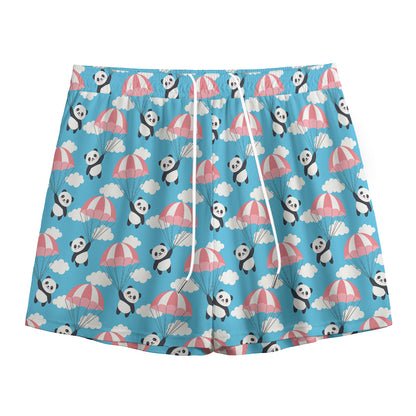 Cute Panda And Parachute Pattern Print Mesh Shorts