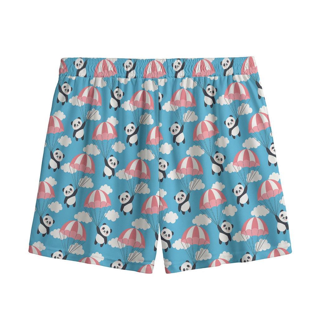 Cute Panda And Parachute Pattern Print Mesh Shorts