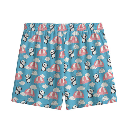 Cute Panda And Parachute Pattern Print Mesh Shorts