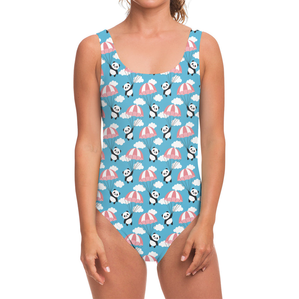 Cute Panda And Parachute Pattern Print One Piece Swimsuit