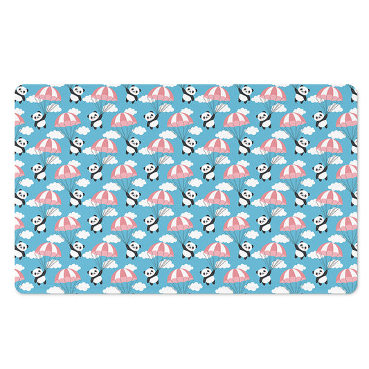 Cute Panda And Parachute Pattern Print Polyester Doormat