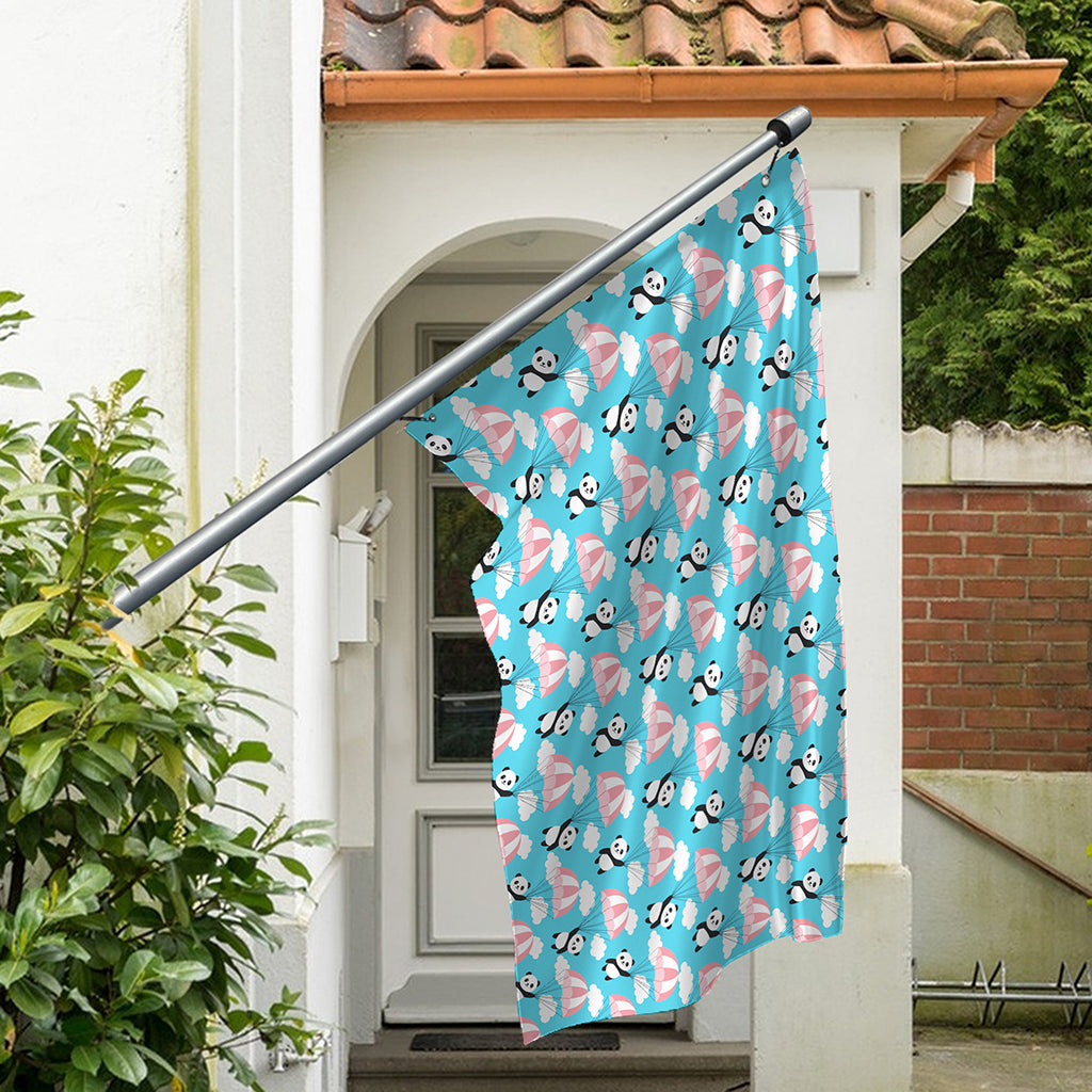 Cute Panda And Parachute Pattern Print Polyester Flag