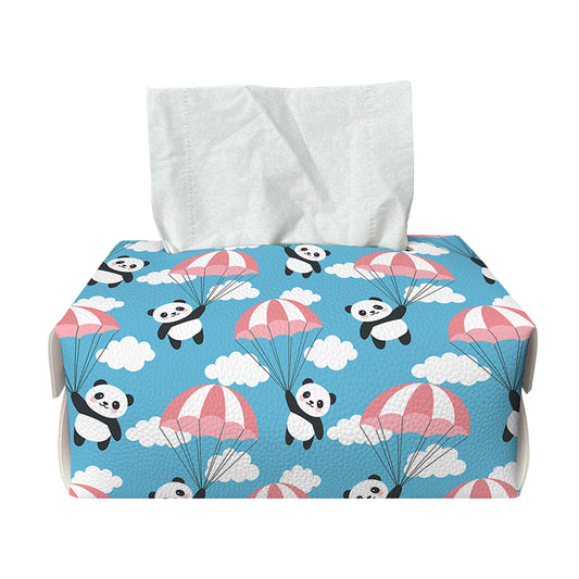Cute Panda And Parachute Pattern Print Rectangle Tissue Box Cover