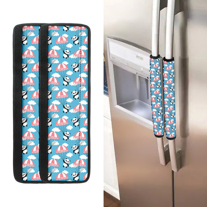 Cute Panda And Parachute Pattern Print Refrigerator Handle Covers