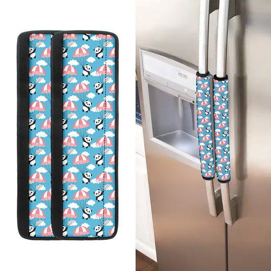 Cute Panda And Parachute Pattern Print Refrigerator Handle Covers