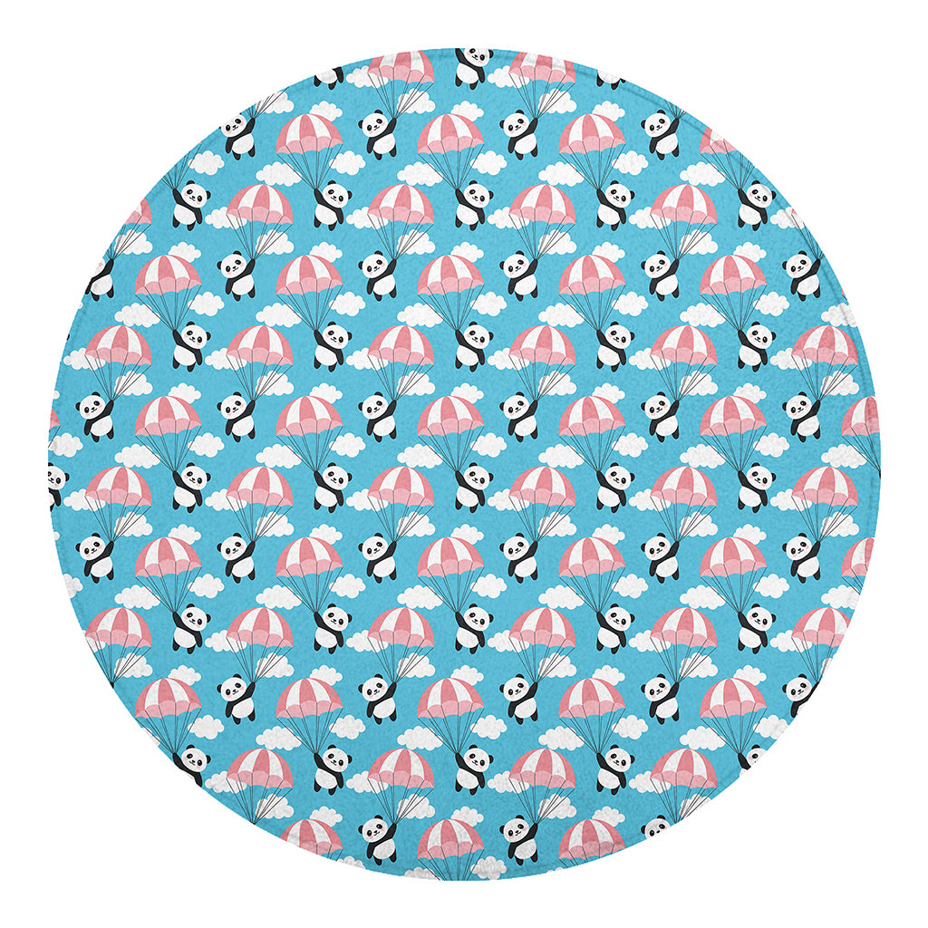 Cute Panda And Parachute Pattern Print Round Blanket