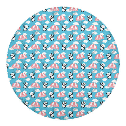 Cute Panda And Parachute Pattern Print Round Blanket