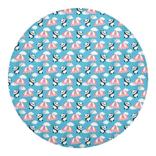 Cute Panda And Parachute Pattern Print Round Blanket