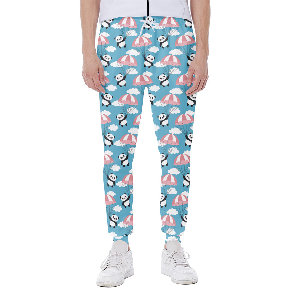 Cute Panda And Parachute Pattern Print Scuba Joggers