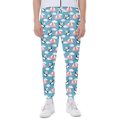 Cute Panda And Parachute Pattern Print Scuba Joggers