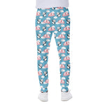 Cute Panda And Parachute Pattern Print Scuba Joggers