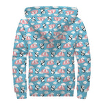 Cute Panda And Parachute Pattern Print Sherpa Lined Zip Up Hoodie