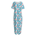 Cute Panda And Parachute Pattern Print Short Sleeve Long Nightdress